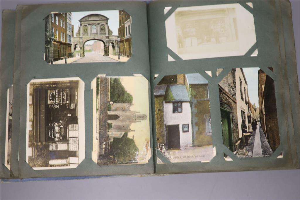 An Edwardian postcard album, British topographical to include Brighton West and Palace piers